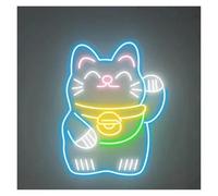 SHOUXI Decoración Lámparas Letrero De Neón De Gato De La Suerte Luz Japonesa De Gato De La Suerte Para Restaurante Negocio Dormitorio Habitación Tienda Cafetería Decoración(UN,38cm)
