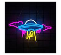 SHOUXI Decoración Lámparas Letrero De Neón De Nave Espacial, Luz Regulable Para Habitación Infantil Dormitorio Restaurante Fiesta Sala De Juegos Decoración De Pared 41cmx22cm
