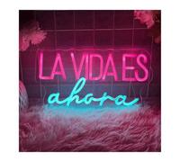 SHOUXI Decoración Lámparas Letrero De Neón Español LA VIDA ES Ahora, Luz LED Nocturna Alimentada Por USB, Decoración De Pared Para Dormitorio, Habitación, Fiesta, Boda, Bar(Re)