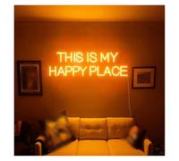 SHOUXI Decoración Lámparas Letrero De Neón Este Es Mi Lugar Feliz Para Dormitorio, Sala De Estar, Hogar, Oficina, Estudio, Pared, Luces De Noche 50x14cm(UN)
