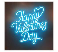 SHOUXI Decoración Lámparas Letrero De Neón Happy Valentine's Day Luz LED Regulable Para El Día De Los Enamorados, Dormitorio, Fiesta, Decoración Artística De Pared, 57cmx55cm(Ice Blue)