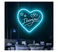SHOUXI Decoración Lámparas Letrero De Neón I Love You Luz LED Regulable Para Propuesta De Boda, Fiesta De Compromiso, Habitación De Pareja, Decoración Colgante De Pared 40cmx37cm(Ice blue)