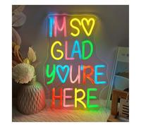 SHOUXI Decoración Lámparas Letrero De Neón I’m So Glad You’re HereCon Alimentación USB Y Atenuación Para Decoración De Pared, Dormitorio, Aula, Boda, Fiesta, Tienda.