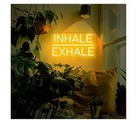 SHOUXI Decoración Lámparas Letrero De Neón Inhale Exhale, Decoración Para Estudio De Fitness Y Yoga, Arte De Pilates 40x20cm(Orange,Blue,Green,Silver,Black)