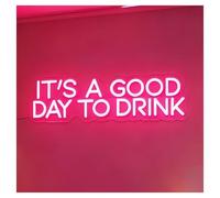 SHOUXI Decoración Lámparas Letrero De Neón It's A Good Day To Drink carrito Bar, Bebidas Alcohólicas, Decoración Para Fiestas, Salas Juegos, Dormitorio, 53cm(Rose Red)