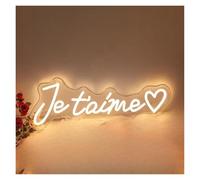 SHOUXI Decoración Lámparas Letrero De Neón Je T'aime Con Luz Para Bodas Cumpleaños, Fiestas, Cafeterías, Bares, Restaurantes Decoración Lámpara Regulable USB 33cmx11cm(Segundo)