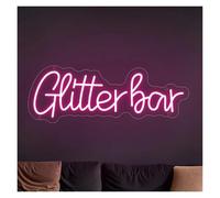 SHOUXI Decoración Lámparas Letrero De Neón LED Glitter Bar, Decoración Alimentada Por USB Para Y Salón Temático 14.1cm×40cm(Rosa)