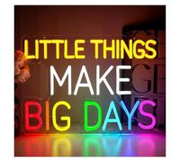 SHOUXI Decoración Lámparas Letrero De Neón Little Things Make Big Days USB Regulable Para Dormitorio, Aula, Hogar, Club, Decoración Motivacional Oficina 16.5×10.3in