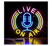 SHOUXI Decoración Lámparas Letrero De Neón Live On Air Con Alimentación USB, Regulable, Para Estudio, Sala De Juegos, Estudio, Oficina, Luz Decorativa De Pared, 32.5x32.5cm