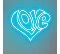 SHOUXI Decoración Lámparas Letrero De Neón Love Luz LED De Corazón Romántico Regulable Para Boda, Fiesta De Compromiso, Decoración De Pared Personalizada 50cmx40cm(Ice blue)