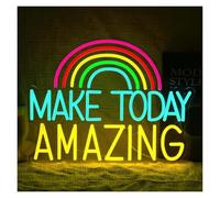 SHOUXI Decoración Lámparas Letrero De Neón Make Today Amazing Con Luz Arcoíris Regulable Por USB Para Dormitorio, Cafetería, Bar, Fiesta, Boda, Decoración De 38х29cm