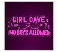 SHOUXI Decoración Lámparas Letrero De Neón Regulable GIRL CAVE NO BOYS ALLOWED Para Habitación Infantil, Adolescente, Niña, Dormitorio, Decoración De Negocios, 40.39cmx18.8cm