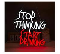 SHOUXI Decoración Lámparas Letrero De Neón Stop Thinking Start Drinking Con Luz LED Para Bar, Cafetería Tiki, Pub, Tienda, Decoración Habitación 14.76x12.79in