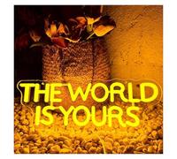 SHOUXI Decoración Lámparas Letrero De Neón The World Is Yours Luz Para Decoración De Pared, Con Alimentación USB Para Tu Hogar, Bar, Bistró, Club, Cafetería, Sala De Juegos 39cmх14cm(Segundo)