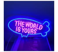 SHOUXI Decoración Lámparas Letrero De Neón The World IS YoursCon Atenuador USB Para Dormitorio Infantil, Bar, Cervecería, Tienda, Decoración De Pared, 42cmх23cm(Segundo)