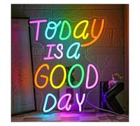 SHOUXI Decoración Lámparas Letrero De Neón Today Is A Good Day luz Regulable USB Para Bar, Cafetería, Restaurante, Oficina, Sala Estar, Cumpleaños, Fiesta Bodas 31.12x38cm