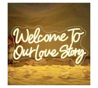 SHOUXI Decoración Lámparas Letrero De Neón Welcome To Our Love Story Para Decoración De Bodas, Hogar, Aniversario, Fiesta, Dormitorio, 16.53x8.85inch