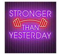 SHOUXI Decoración Lámparas Letreros De Neón Con Letras Stronger Than Yesterday Alimentación Por USB Y Brillo Ajustable, Adecuados Para La Decoración Habitaciones Tiendas 35cmx50cm(F)