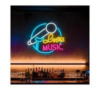 SHOUXI Decoración Lámparas Live Music Letrero De Neón Luz LED USB Para Estudio Fiesta Bar Café Sala Juegos Decoración Dormitorio 14x12.6in/35.5X32.1cm