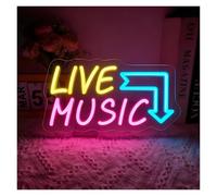 SHOUXI Decoración Lámparas Live Music Letrero De Neón Luz LED USB Para Estudio Música Fiesta Cumpleaños Bar Sala Juegos Decoración Del Dormitorio 14x7.62in/35.6x19.4cm