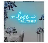 SHOUXI Decoración Lámparas Love Is All You Need Letrero De Neón Luz Para El Día De San Valentín Dormitorio Boda Compromiso Telón De Fondo Decoración Regulable 55cmx26cm(Ice blue)