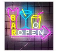 SHOUXI Decoración Lámparas Luces De Neón Bar Open, Letreros Abiertos Para Decoración De Pared, Cóctel Con Señal Brillante Alimentada Por USB Para Decoración De Fiesta De Pub 32cm×42cm