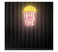 SHOUXI Decoración Lámparas Pop Maíz Neón Señal Snack Bar Película Decoración De La Habitación Palomitas Llevó Luces Dimmable(E,80X52CM)