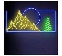 SHOUXI Decoración Lámparas Señal De Neón De La Montaña De La Salida Del Sol Para La Decoración De La Pared Señal De Neón Para El Hogar Arte Pared Bar Decoración Fiesta Luz De Neón(Segundo,75CM)