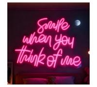 SHOUXI Decoración Lámparas Smile When You Think Of Me Letrero De Neón Luz Regulable Alimentado Por USB Para Dormitorio Bar Sala De Estar Fiesta Decoración De Pared 14.96inx11.97in