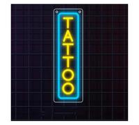 SHOUXI Decoración Lámparas TATTOO Letrero De Neón Único Para Estudio De Tatuajes, Salón De Negocios, Tienda, Decoración De Pared Para Habitación, Lámpara De 15.35x4.72inch(Lemon yellow)