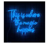 SHOUXI Decoración Lámparas This Is Where The Magic Happens Letrero De Neón Luz LED Regulable Para Boda Cumpleaños Fiesta De Compromiso Decoración De Pared 41cmx34cm(Ice blue)