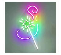 SHOUXI Decoración Lámparas Varita Mágica, Letrero De Neón, Decoración De Pared De Habitación Mágica Regulable, Luz De Habitación De Fantasía Para Niños, Puesta En Un Feliz 45cm(Style3)