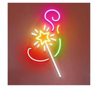 SHOUXI Decoración Lámparas Varita Mágica, Letrero De Neón, Decoración De Pared De Habitación Mágica Regulable, Luz De Habitación De Fantasía Para Niños, Puesta En Un Feliz 45cm(Style1)