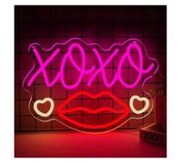 SHOUXI Decoración Lámparas XOXO Letrero De Neón Labios Divertidos Corazón Luz LED Regulable Para El Día De San Valentín Dormitorio Aula Aniversario De Boda Decoración 16.9inx11.8in