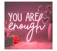SHOUXI Decoración Lámparas You Are Enough Letrero De Neón Luz LED Regulable Para Dormitorio Oficina Fiesta De Cumpleaños Escuela Sala De Estudio Decoración De Pared 14.57inx10.83in
