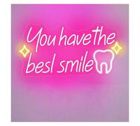 SHOUXI Decoración Lámparas You Have The Best Smile Letrero De Neón Diente Luz LED Regulable Para Dentista Dental Oficina Dormitorio Fiesta Negocios Decoración 16.73inx8.27in