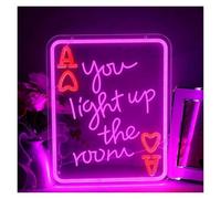 SHOUXI Decoración Lámparas You Light Up The Room Letrero De Neón Luces Con Forma De Corazón De Póquer Regulables Para Dormitorio Club Man Cave Party Bar Decoración 11.81inx14.57in