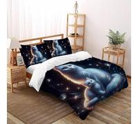 SHOVERKD Celestial Gato Familia Amor Juego De Funda Nórdica Estampado 3D Lindo Tierra Microfibra Antialérgica con Cremallera Oculta para Niños Y Adultos Ajuste King(220x240cm)