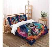 SHOVERKD Colorido T-Rex Espacio Juego De Funda Nórdica Estampado 3D Fauna LY Animales Microfibra Suave con Cremallera Oculta para Niños Y Adultos Tamaño Double（200x200cm）