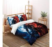 SHOVERKD Doble Luna Caballero Juego De Funda Nórdica Estampado 3D Mitos Fantasía Microfibra Antialérgica con Cremallera Oculta para Niños Y Adultos Tamaño Double（200x200cm）