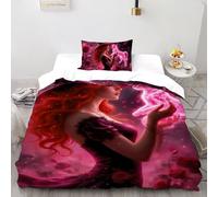 SHOVERKD Escarlata Rosa Bruja Juego De Funda Nórdica Impresión 3D Fantasía Animal Microfibra Suave con Cremallera Oculta para Niños Y Adultos Ajuste Single（135x200cm）