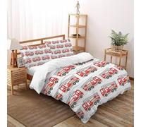 SHOVERKD Fuego Camión Escalera Carnaval Juego De Funda Nórdica Impresión 3D Vehículo Microfibra Suave con Cremallera Oculta para Niños,Niñas,Adolescentes Tamaño Super King（260x220cm）