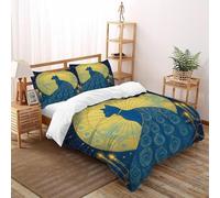 SHOVERKD Gatto BLU lunare Set Di Biancheria Da Letto per 3 Pezzi con Stampa 3D Mystery Pet Sky Copripiumino con 2 Federe in Microfibra Morbida E Leggera Double（200x200cm）