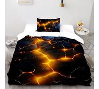 SHOVERKD Magma Brillante Grieta Línea Lava Fisura Juego De Funda Nórdica Estampado 3D Microfibra Suave con Cremallera Oculta para Niños Y Adultos Tamaño Single（135x200cm）