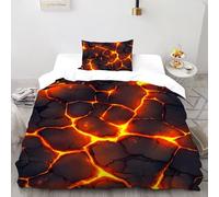 SHOVERKD Magma Brillante Grieta Piedra Lava Fisura Juego De Funda Nórdica Impresión 3D Microfibra Antialérgica con Cremallera Oculta para Niños,Niñas,Adolescentes Tamaño Single（135x200cm）