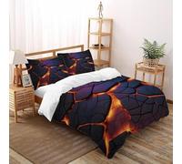 SHOVERKD Magma Polígono Resplandor Lava Fisura Juego De Funda Nórdica Impresión 3D Microfibra Antialérgica con Cremallera Oculta para Niños Y Adultos Tamaño Super King（260x220cm）