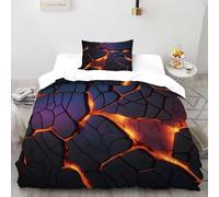 SHOVERKD Magma Polígono Resplandor Lava Fisura Juego De Funda Nórdica Impresión 3D Microfibra Suave con Cremallera Oculta para Niños Y Adultos Tamaño Single（135x200cm）
