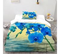 SHOVERKD Orchidea Acqua Set Di Biancheria Da Letto per 2 Pezzi con Stampa 3D Graceful Water Plants Copripiumino con 1 Federe in Microfibra Morbida E Leggera Single（135x200cm）