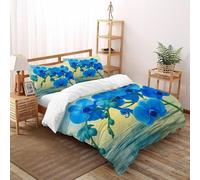 SHOVERKD Orchidea Acqua Set Di Biancheria Da Letto per 3 Pezzi con Stampa 3D Graceful Water Plants Copripiumino con 2 Federe con Federe in Microfibra Ultra Morbida Super King（260x220cm）