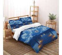 SHOVERKD Ponte a Forma di Cuore Set Di Biancheria Da Letto per 3 Pezzi con Stampa 3D Aesthetic Lakeside View Incluso Copripiumino con 2 Federe in Microfibra Morbida E Leggera Super King（260x220cm）